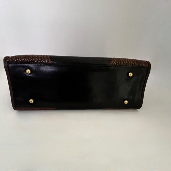 BRAHMIN Harbour Collection Doctor Bag Satchel Brown Burlap/Woven Leather - Picture 6 of 16